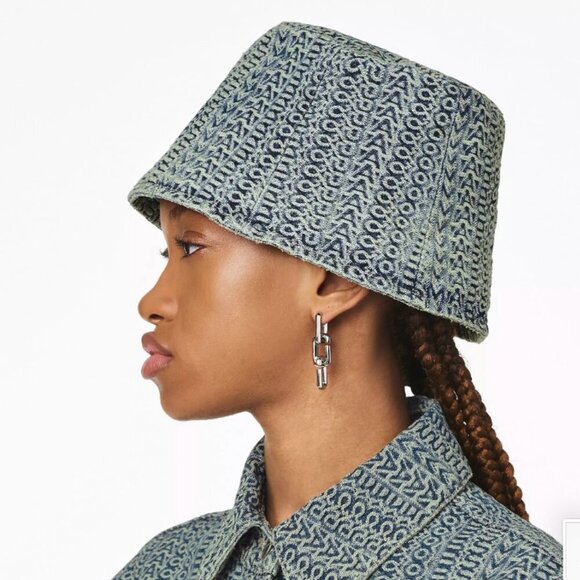 NEW! NWT! Marc Jacobs The Washed Monogram Denim Bucket Hat - Picture 6 of 8